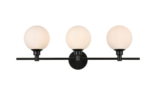 Cordelia Three Light Bath Sconce in Black and frosted white (173|LD7317W28BLK)