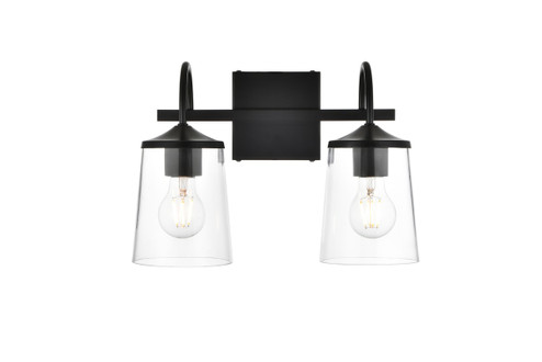 Avani Two Light Bath Sconce in Black and Clear (173|LD7313W14BLK)