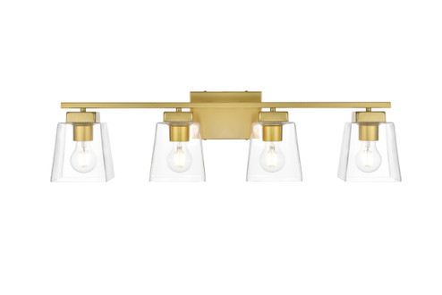 Merrick Four Light Bath Sconce in Brass and Clear (173|LD7312W32BRA)