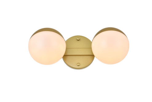 Majesty Two Light Bath Sconce in Brass and frosted white (173|LD7305W13BRA)