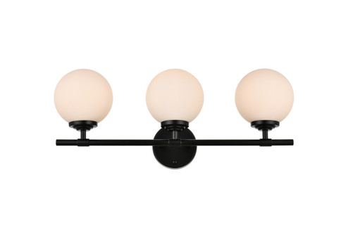 Ansley Three Light Bath Sconce in Black and frosted white (173|LD7301W24BLK)