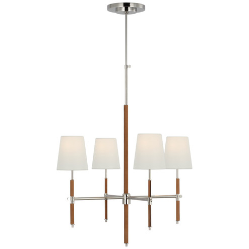 Bryant Wrapped LED Chandelier in Polished Nickel and Natural Leather (268|TOB5580PNNATL)