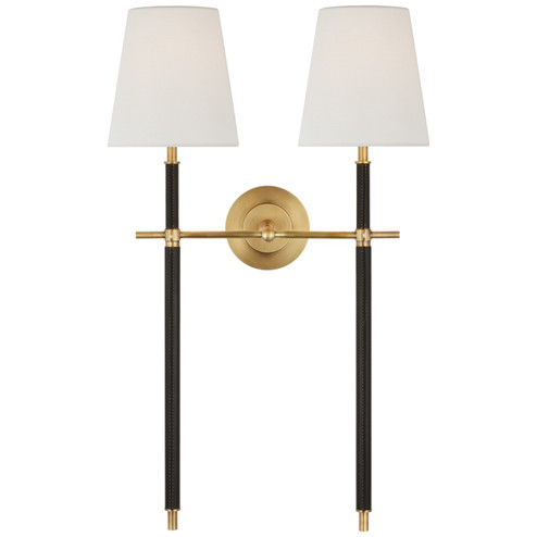 Bryant Wrapped LED Wall Sconce in Hand-Rubbed Antique Brass and Chocolate Leather (268|TOB2584HABCHCL)