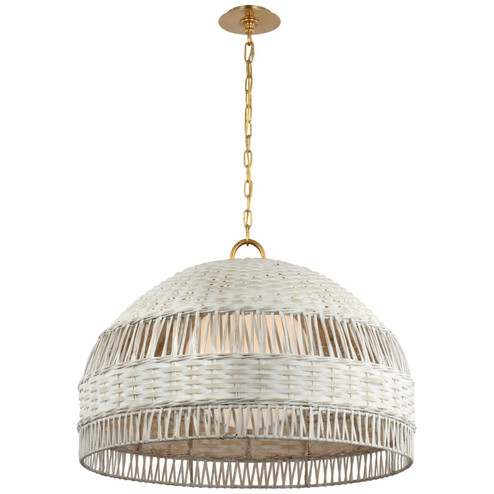 Whit LED Pendant in Soft Brass and White Wicker (268|MF5052SBWW)