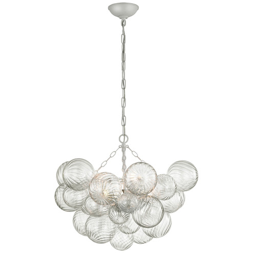 Talia LED Chandelier in Plaster White and Clear Swirled Glass (268|JN5111PWCG)