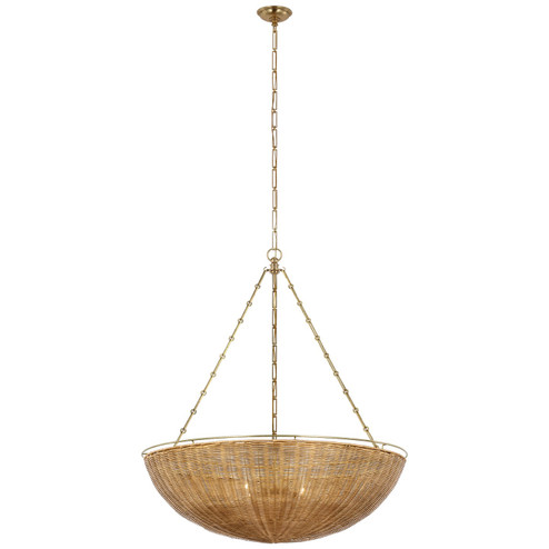 Clovis LED Chandelier in Antique-Burnished Brass and Natural Wicker (268|CHC5638ABNTW)