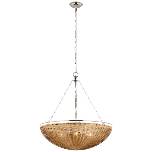 Clovis LED Chandelier in Polished Nickel and Natural Wicker (268|CHC5637PNNTW)