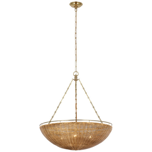 Clovis LED Chandelier in Antique-Burnished Brass and Natural Wicker (268|CHC5637ABNTW)