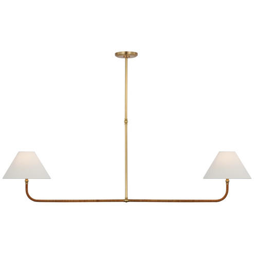 Basden LED Linear Chandelier in Antique-Burnished Brass and Natural Rattan (268|CHC5087ABNRTL)