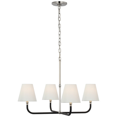 Basden LED Chandelier in Polished Nickel and Black Rattan (268|CHC5081PNBRTL)