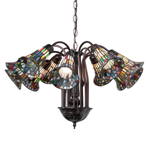 Stained Glass Pond Lily 12 Light Chandelier in Mahogany Bronze (57|17958)