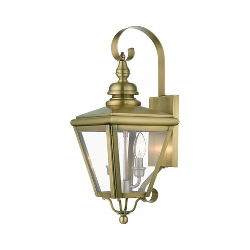 Adams Two Light Outdoor Wall Lantern in Antique Brass with Brushed Nickel (107|2737201)