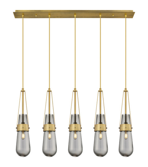 Downtown Urban Five Light Linear Pendant in Brushed Brass (405|1254521PBBG4524SM)