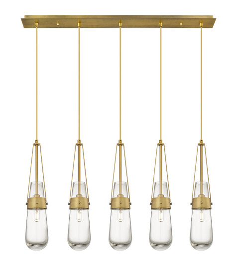 Downtown Urban Five Light Linear Pendant in Brushed Brass (405|1254521PBBG4524CL)