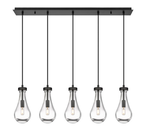 Downtown Urban Five Light Linear Pendant in Matte Black (405|1254511PBKG4515CL)