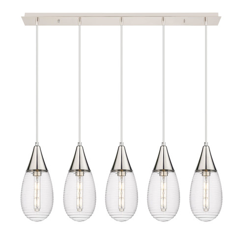 Downtown Urban Five Light Linear Pendant in Polished Nickel (405|1254501PPNG4506SCL)