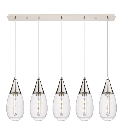 Downtown Urban Five Light Linear Pendant in Polished Nickel (405|1254501PPNG4506CL)