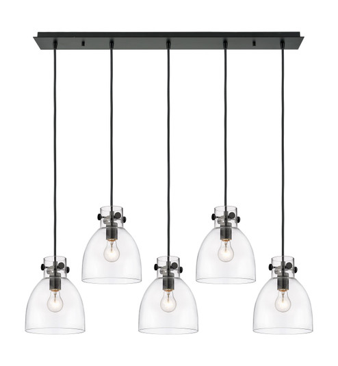 Downtown Urban Five Light Linear Pendant in Matte Black (405|1254101PSBKG4128CL)