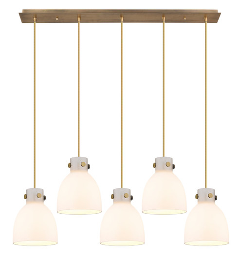 Downtown Urban Five Light Linear Pendant in Brushed Brass (405|1254101PSBBG4128WH)