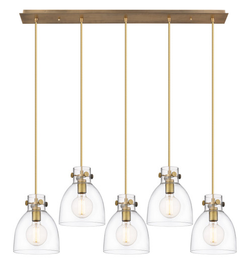 Downtown Urban Five Light Linear Pendant in Brushed Brass (405|1254101PSBBG4128CL)
