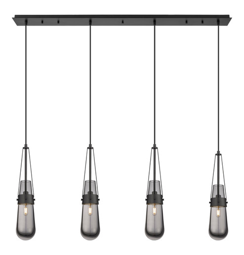 Downtown Urban Four Light Linear Pendant in Matte Black (405|1244521PBKG4524SM)