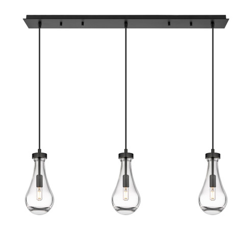 Downtown Urban Three Light Linear Pendant in Matte Black (405|1234511PBKG4515CL)