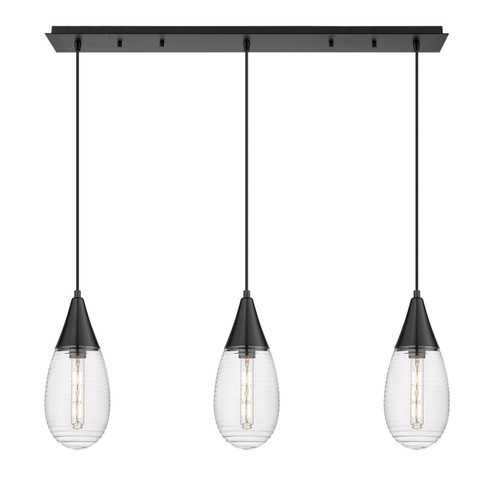 Downtown Urban Three Light Linear Pendant in Matte Black (405|1234501PBKG4506SCL)