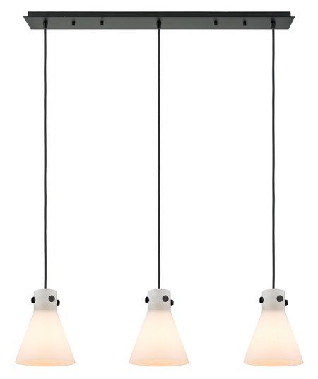 Downtown Urban Three Light Linear Pendant in Matte Black (405|1234101PSBKG4118WH)