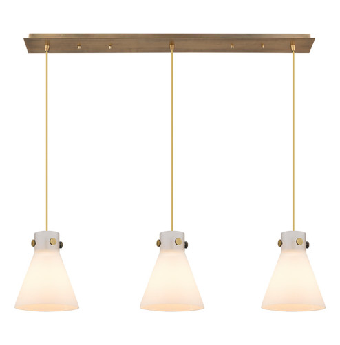 Downtown Urban Three Light Linear Pendant in Brushed Brass (405|1234101PSBBG4118WH)