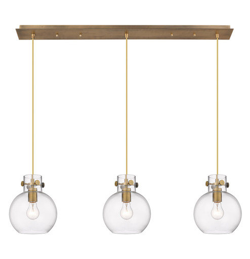 Downtown Urban Three Light Linear Pendant in Brushed Brass (405|1234101PSBBG4108CL)