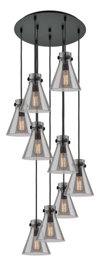 Downtown Urban Nine Light Pendant in Matte Black (405|1194101PSBKG4118SM)