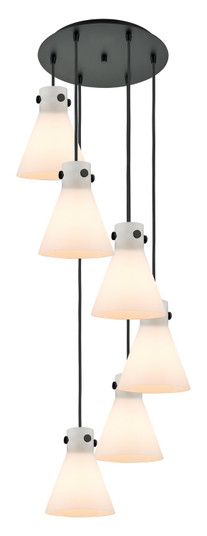 Downtown Urban Six Light Pendant in Matte Black (405|1164101PSBKG4118WH)