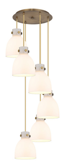Downtown Urban Six Light Pendant in Brushed Brass (405|1164101PSBBG4128WH)