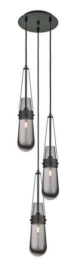 Downtown Urban Three Light Pendant in Matte Black (405|1134521PBKG4524SM)
