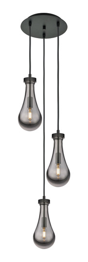 Downtown Urban Three Light Pendant in Matte Black (405|1134511PBKG4515SM)