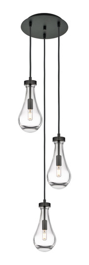 Downtown Urban Three Light Pendant in Matte Black (405|1134511PBKG4515CL)