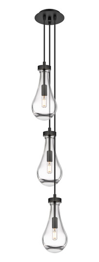 Downtown Urban Three Light Pendant in Matte Black (405|1034511PBKG4515CL)