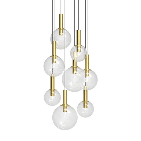 Bubbles Eight Light Pendant in Satin Brass (69|376838)