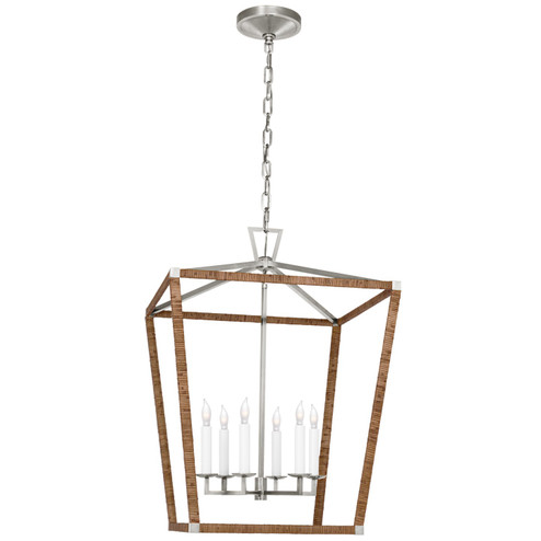 Darlana Wrapped LED Lantern in Polished Nickel and Natural Rattan (268|CHC5879PNNRT)