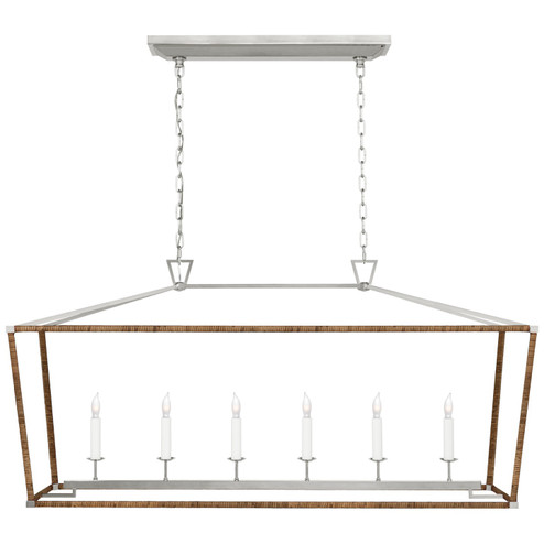 Darlana Wrapped LED Linear Lantern in Polished Nickel and Natural Rattan (268|CHC5766PNNRT)