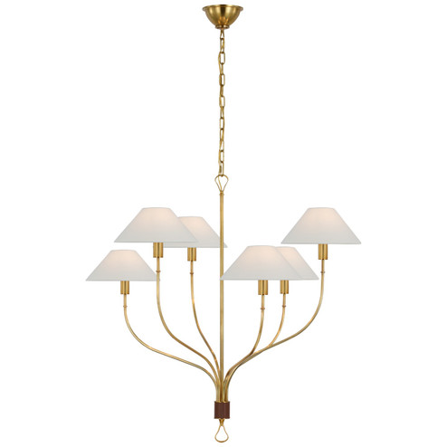 Griffin LED Chandelier in Hand-Rubbed Antique Brass and Saddle Leather (268|AL5002HABSDLL)