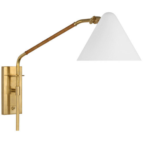 Laken LED Wall Sconce in Hand-Rubbed Antique Brass and Natural Rattan (268|AL2020HABNRTWHT)