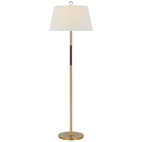 Griffin LED Floor Lamp in Hand-Rubbed Antique Brass and Saddle Leather (268|AL1000HABSDLL)