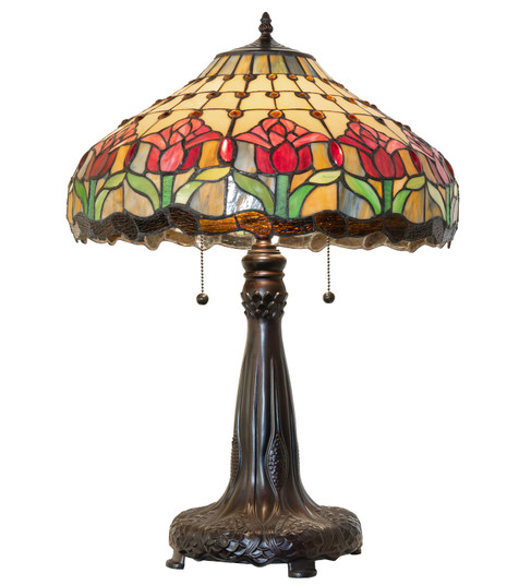Colonial Tulip Three Light Table Lamp in Mahogany Bronze (57|265016)