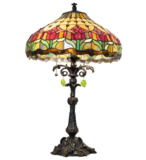 Colonial Tulip Three Light Table Lamp in Mahogany Bronze (57|264997)