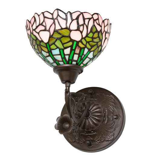 Tiffany Cabbage Rose One Light Wall Sconce in Mahogany Bronze (57|264377)