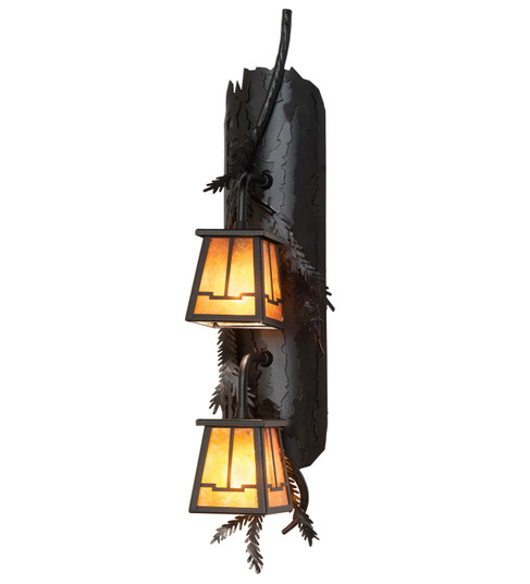Pine Branch Two Light Wall Sconce in Black Satin Wrought Iron (57|261858)