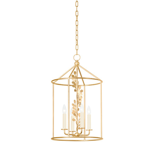 Adrienne Four Light Lantern in Vintage Gold Leaf (67|F1816VGL)