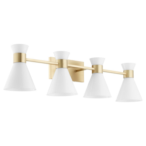 Beldar Four Light Vanity in Aged Brass w/ Gloss Opal (19|5119480)