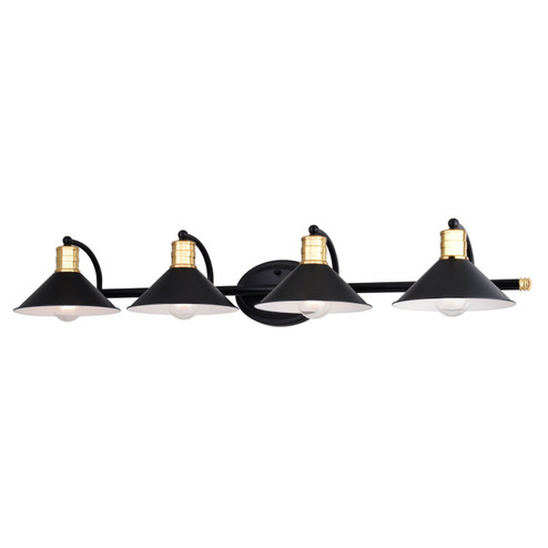 Akron Four Light Vanity in Matte Black and Natural Brass (63|W0437)
